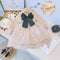 Vestido Infantil Elegante con Lazo de Encaje y Terciopelo de Manga Larga