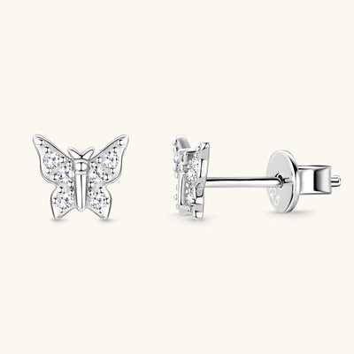 Aretes de Mariposa Moissanita Coreanos en Plata de Ley S925 - Image 2