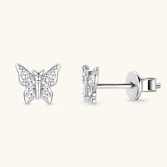 Aretes de Mariposa Moissanita Coreanos en Plata de Ley S925
