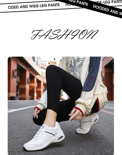 Zapatillas Deportivas para Mujer de Cuero con Suela Gruesa y Transpirabilidad - Image 9