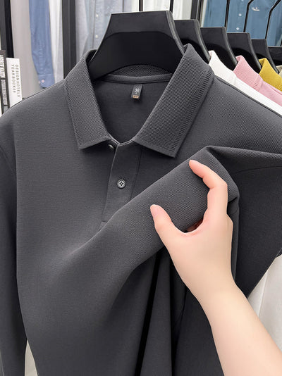 Polo de Algodón Mercerizado Manga Larga para Hombre - Ropa Casual Primavera Otoño - Image 19
