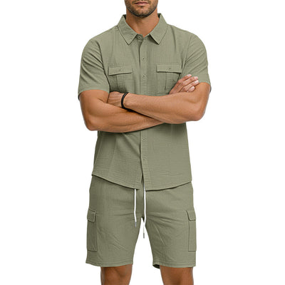 Conjunto Camisa Tipo Polo con Solapa y Shorts Multibolsillos - Image 25