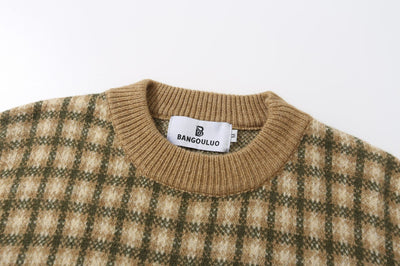 Suéter a Cuadros con Diseño de Oso para Hombre - Primavera y Otoño - Image 7