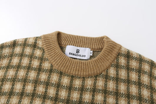 Suéter a Cuadros con Diseño de Oso para Hombre - Primavera y Otoño - Image 7
