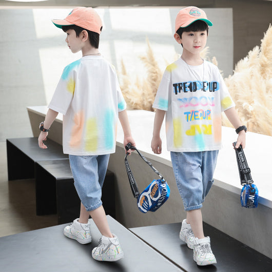 Conjunto Infantil Estilo Coreano Occidental - Ropa Holgada y Moderna para Niños Grandes - Image 4