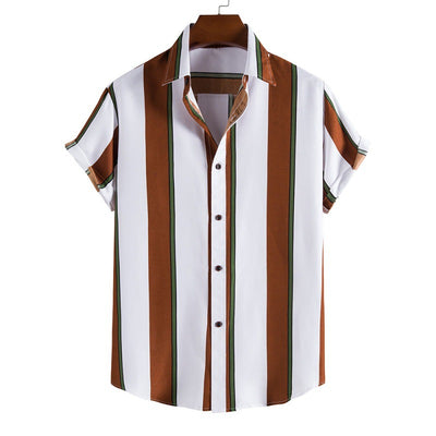 Camisa Casual de Rayas para Hombre - Manga Corta - Image 8