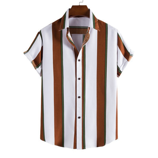 Camisa Casual de Rayas para Hombre - Manga Corta - Image 8