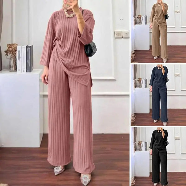 Conjunto Deportivo Mujer: Chaqueta, Blusa Manga Larga y Pantalón Palazzo