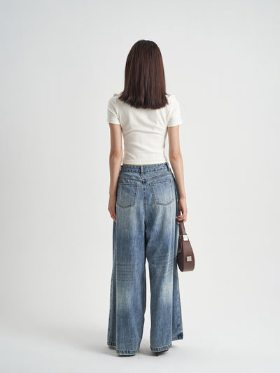 Jeans Holgados Desteñidos Cintura Alta para Mujer - Image 11