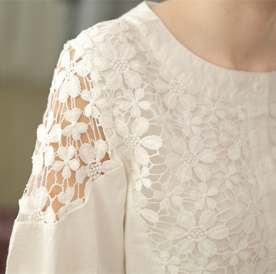 Blusa Vestido Blanco de Encaje Delicado para Mujer