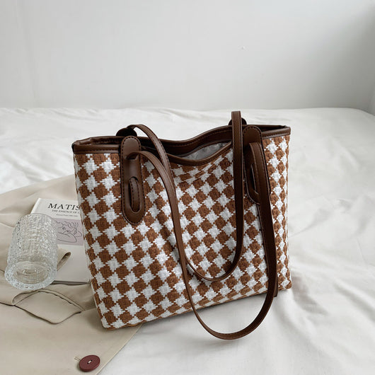 Bolso de Cuadros con Asa Simple y Gran Capacidad para Mujer - Image 12