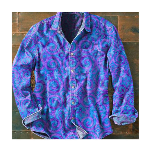 Camisa Manga Larga con Bloques de Color Estampada para Hombre - Image 13