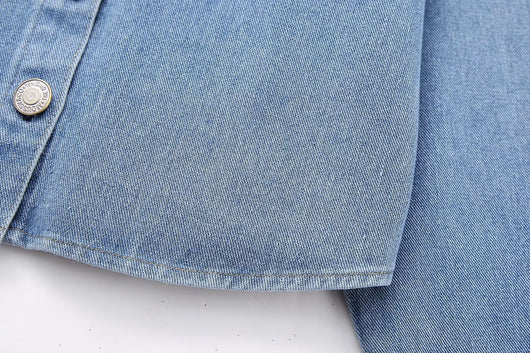 Camisa Denim Corta con Strass de Manga Larga - Image 14