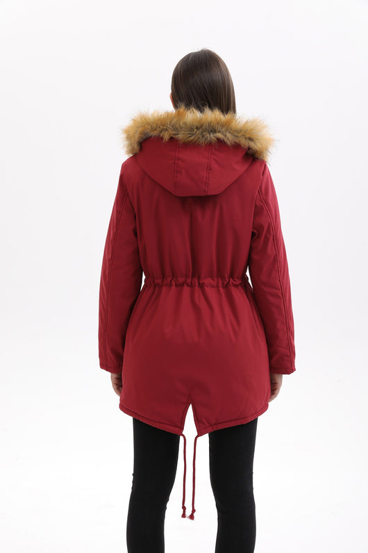 Abrigo Acolchado Mujer Largo con Capucha, Cuello de Piel y Cintura Ajustada - Image 19