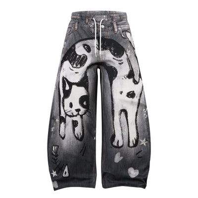Pantalones de Chándal Gato Graffiti Estampados para Hombre y Mujer - Image 13