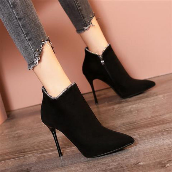 Botas Martin Mujer Tacón Stiletto Puntiagudo - Botines Elegantes para Invierno
