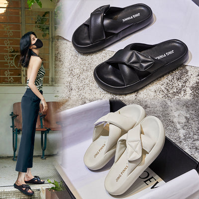 Sandalias Planas de Playa para Mujer - Cuero Genuino Verano