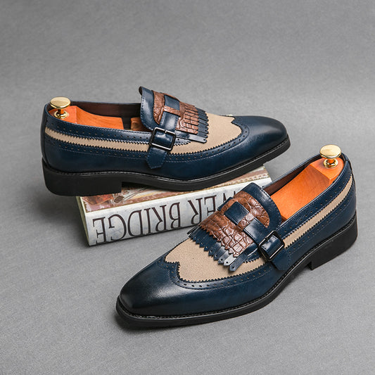 Zapatos Casuales Grandes Talla Extra con Punta Aguda y Flecos Modernos