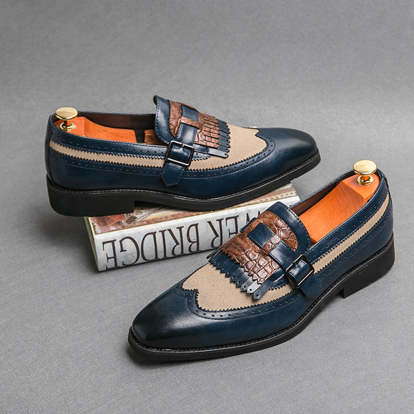 Zapatos Casuales Grandes Talla Extra con Punta Aguda y Flecos Modernos