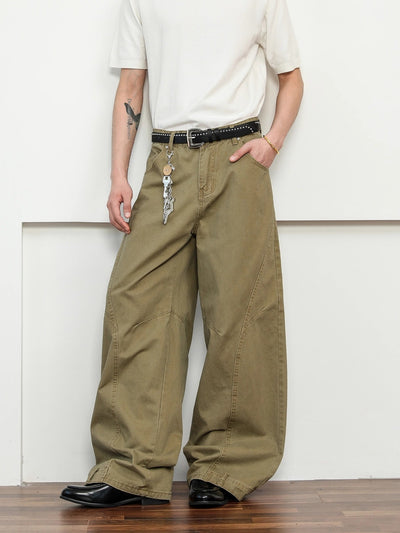 Pantalones Khaki Premium Deconstrucción Retro Pierna Ancha para Hombre - Image 9