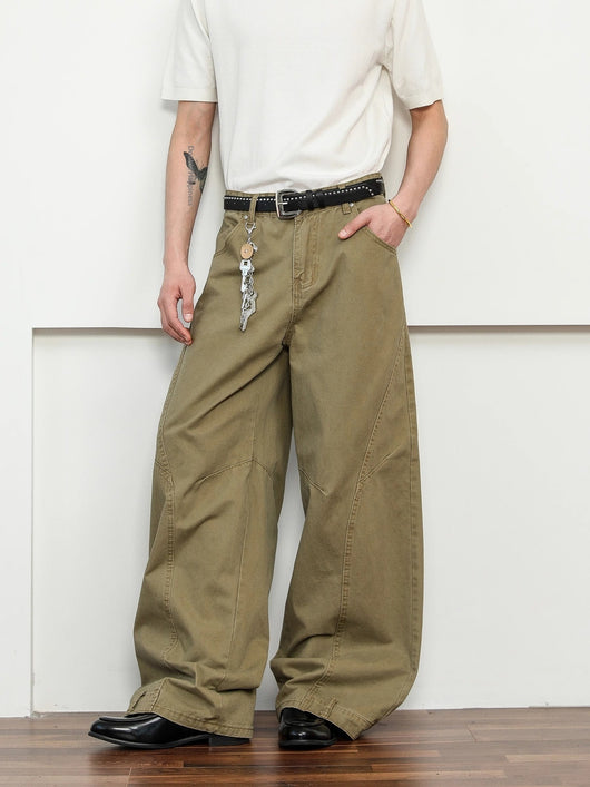 Pantalones Khaki Premium Deconstrucción Retro Pierna Ancha para Hombre - Image 9