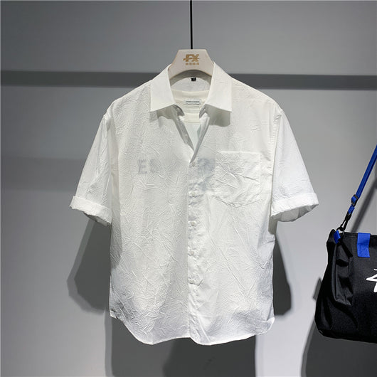 Camisa Suelta Manga Corta Estilo Coreano Japonés para Hombre - Image 17