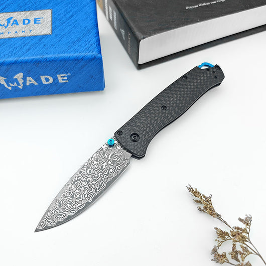 Cuchillo Portátil Butterfly BM535 Damasco con Funda de Cuero - Image 10