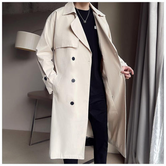 Abrigo Trench Coat Doble Botonadura Beige para Hombre - Image 12