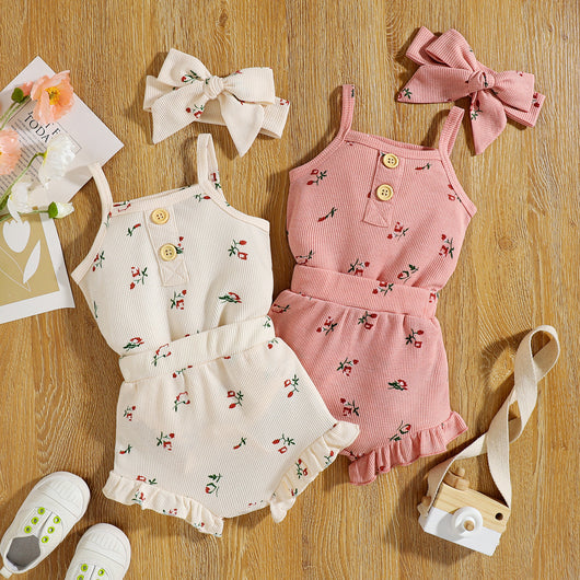 Conjunto de Tirantes Floral para Bebé - Set de 3 Piezas en Tela Waffle - Image 6