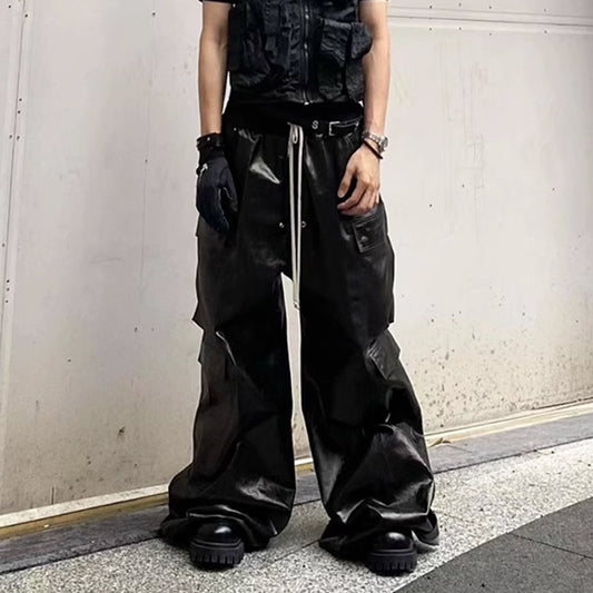 Pantalones Negros Anchos con Acabado Brillante - Estilo Casual - Image 2