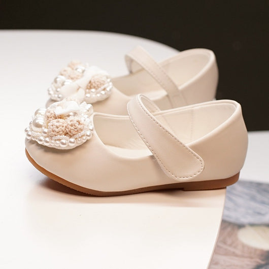 Zapatos Planos de Princesa con Brillantes y Flores de Perla para Niñas - Image 5