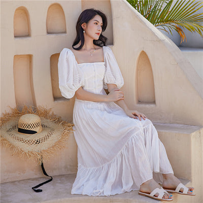 Vestido Largo Cuello Cuadrado con Mangas Abullonadas para Mujer - Image 14