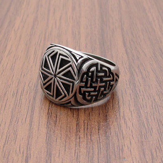 Anillo Vikingo Nórdico Retro Personalizado para Hombre en Acero Titanio - Image 2