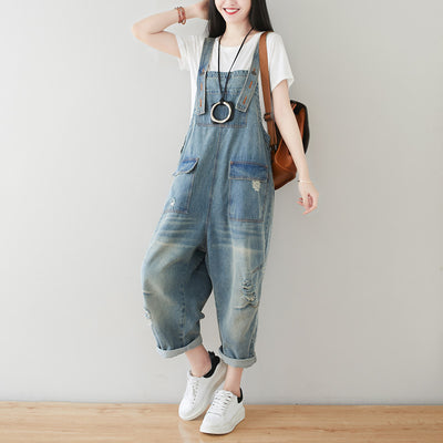 Enterizo Harem Denim Retro Talla Grande para Mujer - Image 8