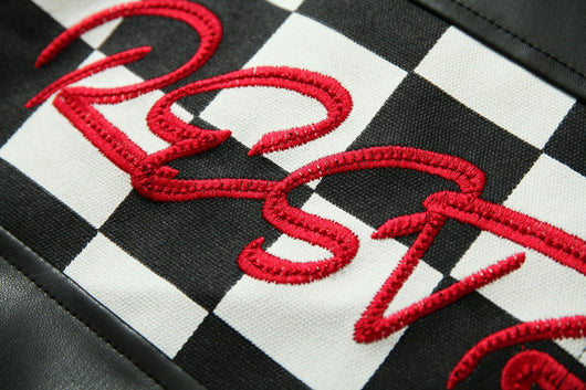 Chaqueta de Cuero Estilo Retro Americano con Detalles de Tartán - Image 33
