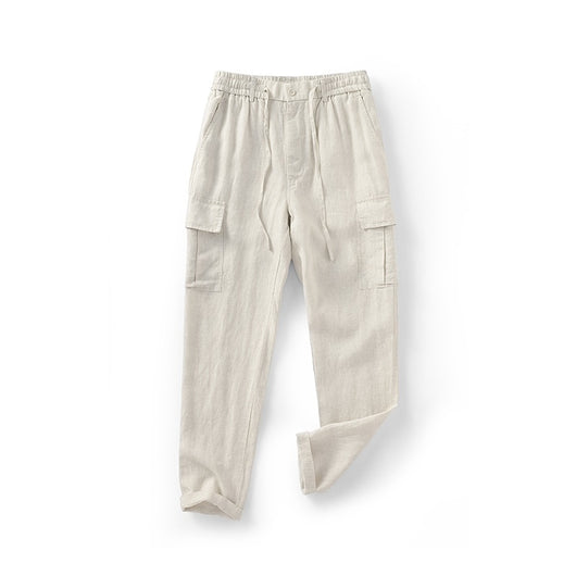 Pantalones de Lino Casuales Cintura Media Transpirables para Jóvenes - Image 8