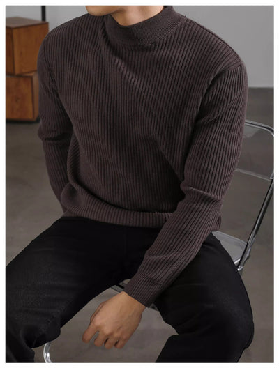 Suéter Cuello Tortuga Coreano para Hombre con Rayas Verticales - Image 12