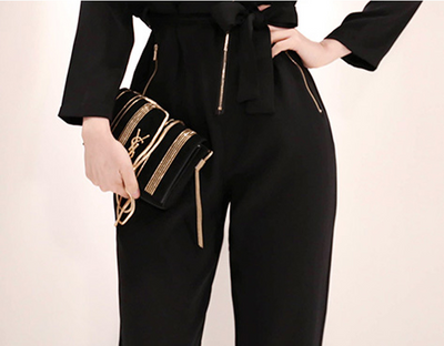 Jumpsuit Retro de Cintura Alta con Cuello Temperamento - Diseño Holgado y Casual - Image 14
