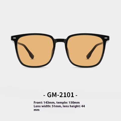 Black full-frame sunglasses with brown lenses, featuring a boxy style and visible dimensions. - Image 9