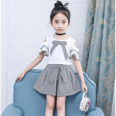 Conjunto Infantil Hombros Descubiertos - Blusa Corta y Short Moderno - Image 14