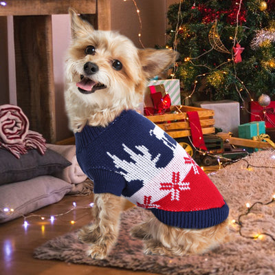 Suéter Navideño para Mascotas con Cuello Alto, Rayas y Copos de Nieve - Image 13