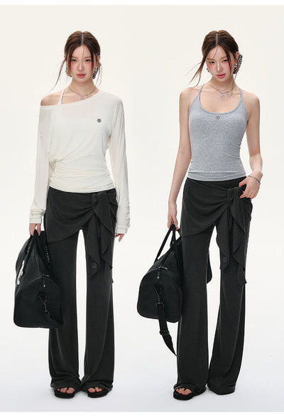 Pantalones Casuales Tejidos con Detalles de Encaje y Cordones - Image 9