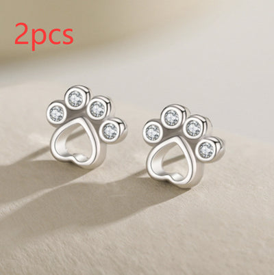 Aretes de Plata Esterlina 925 con Huella de Osito Cuidador - Image 6