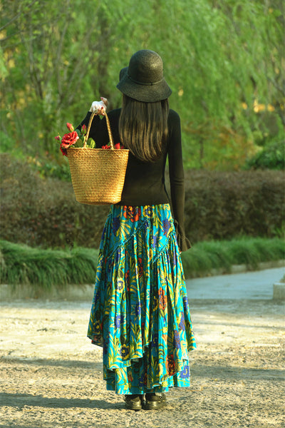 Falda Étnica de Algodón y Lino con Estampado - Image 7