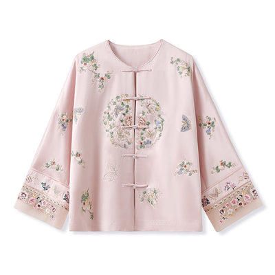 Blusa Larga Estilo Chino Premium con Bordado y Estampado Artesanal - Image 7