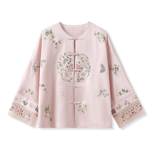 Blusa Larga Estilo Chino Premium con Bordado y Estampado Artesanal - Image 7