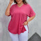 Blusa Suelta con Escote en V y Abertura Lateral - Camiseta Casual de Manga Corta