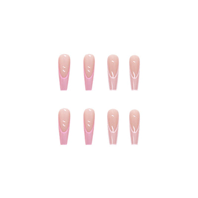 Adhesivos de Uñas Largas con Degradado Rosa - Image 8