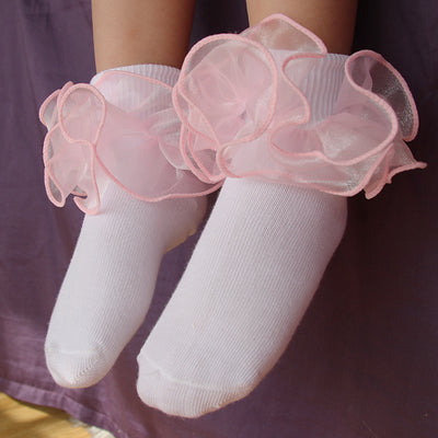 Calcetines de Tubo Medio en Algodón con Encaje 3D para Niños - Image 5