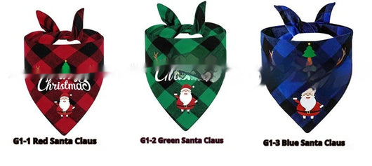 Pañuelo Triangular Navideño para Mascotas a Cuadros - Image 16